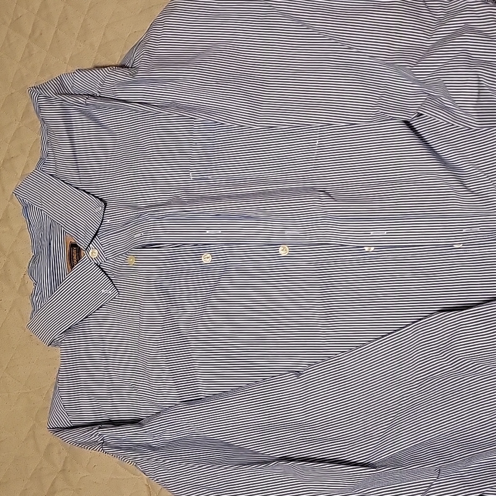 EUC Foundry Supply Co Dress Shirt White Blue Stripes 3XLT